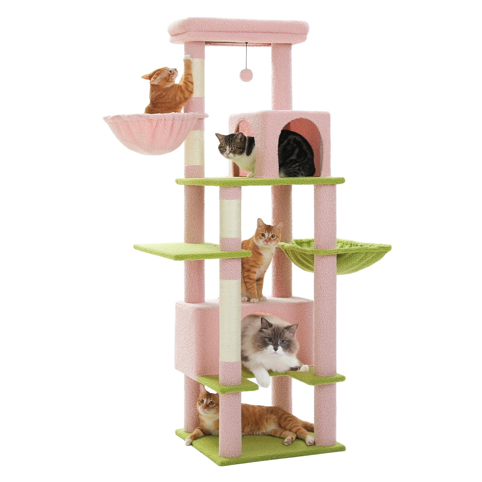 PEQULTI Super Large Pink Cat Tree for Indoor Cats