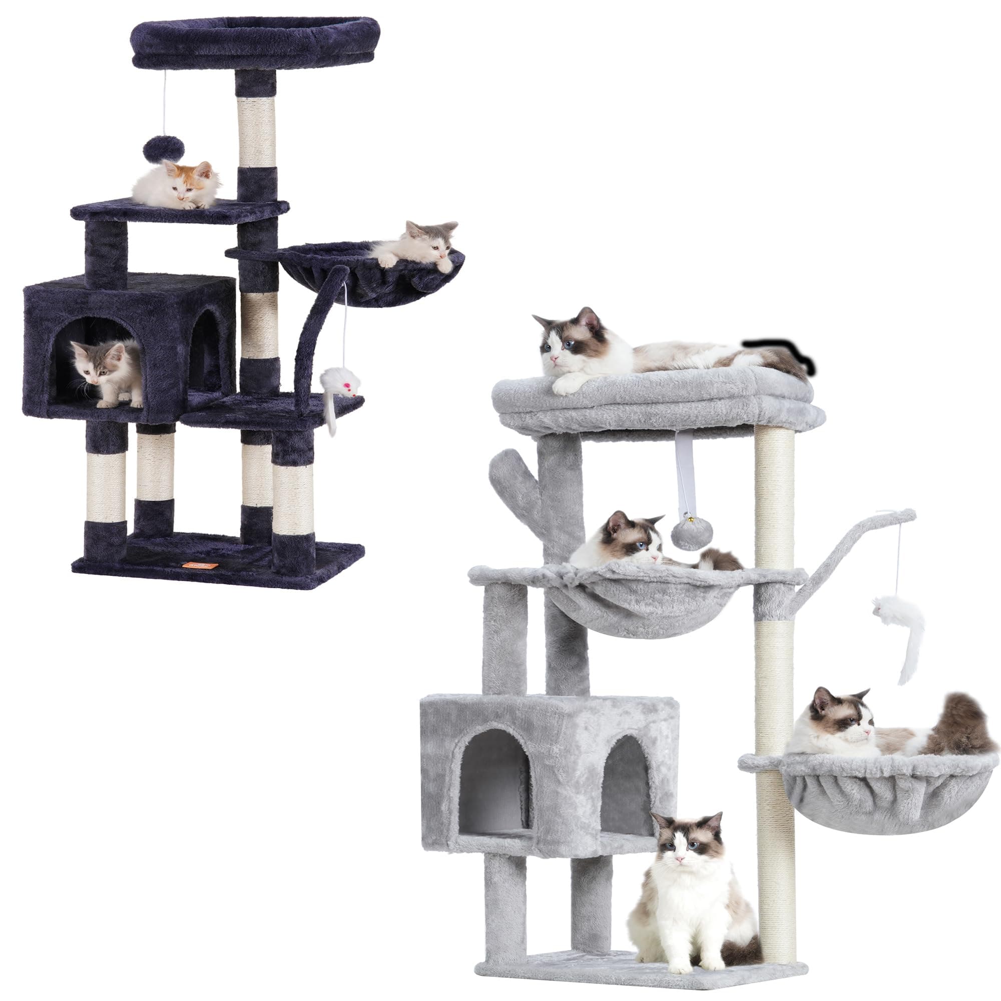 Heybly Cat Tree with Toy: Indoor Cat Condo with Plush Perch
