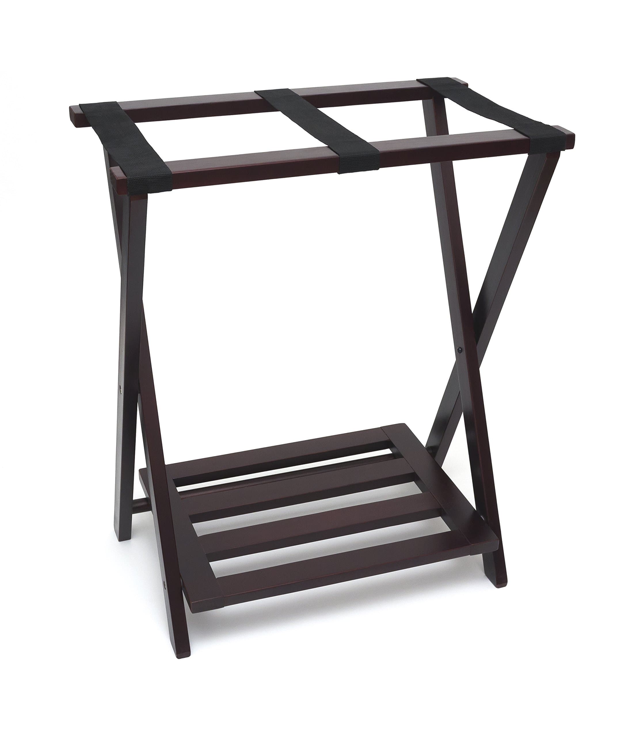 Lipper International Right Height Folding Luggage Rack, Espresso Finish