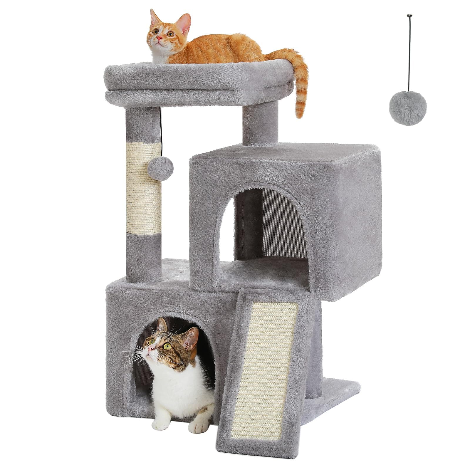 PAWZ Road Cat Tree for Indoor Cats - 30 Inches with Dual Condos