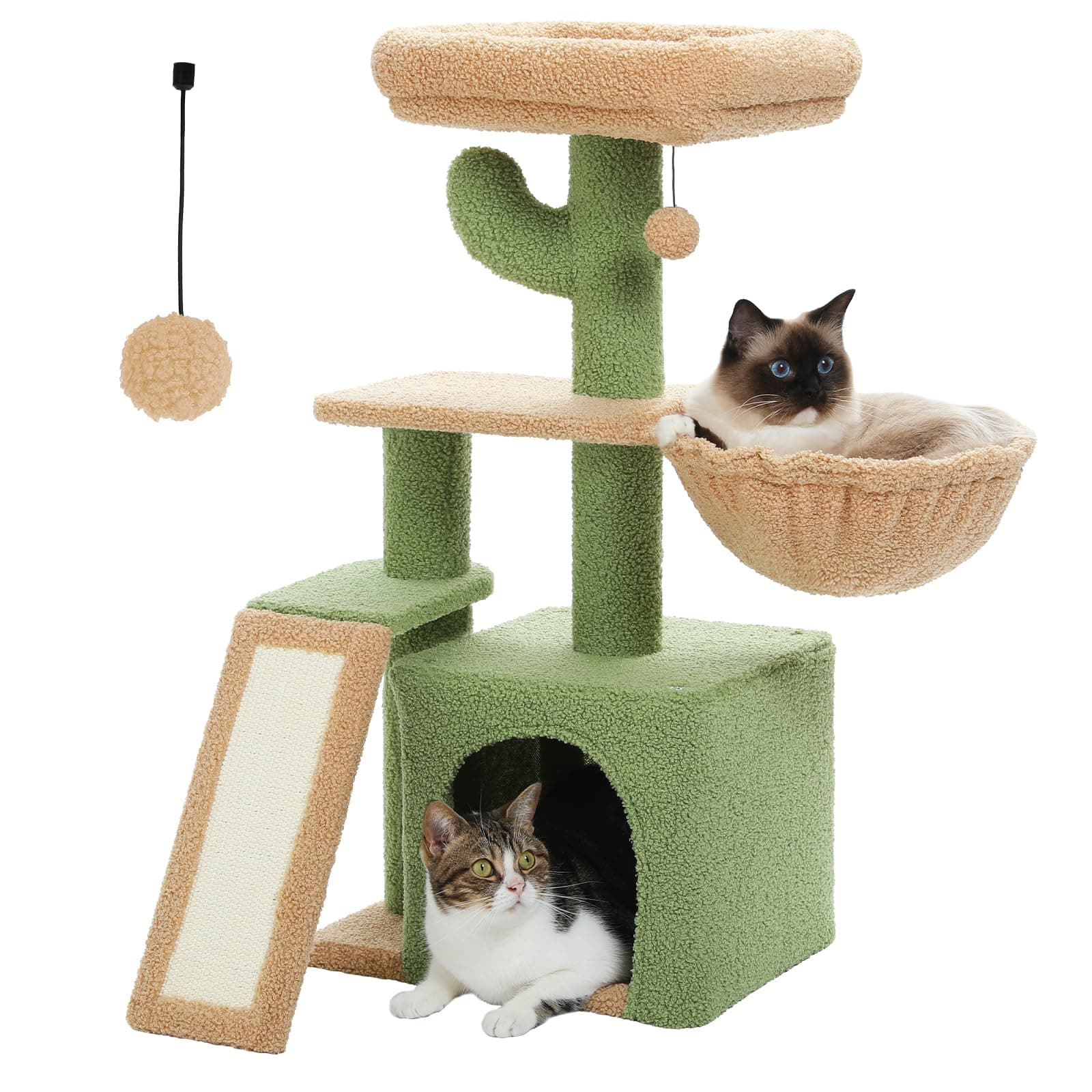 Petepela Green Cactus Cat Tree for Indoor Kittens