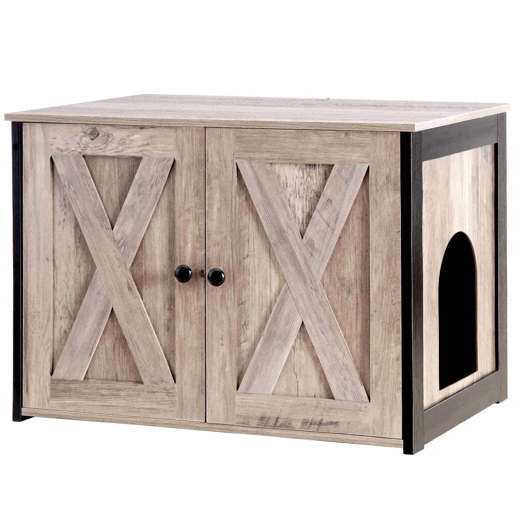 Dwanton Reversible Cat Litter Box Enclosure, Greige Wooden Furniture