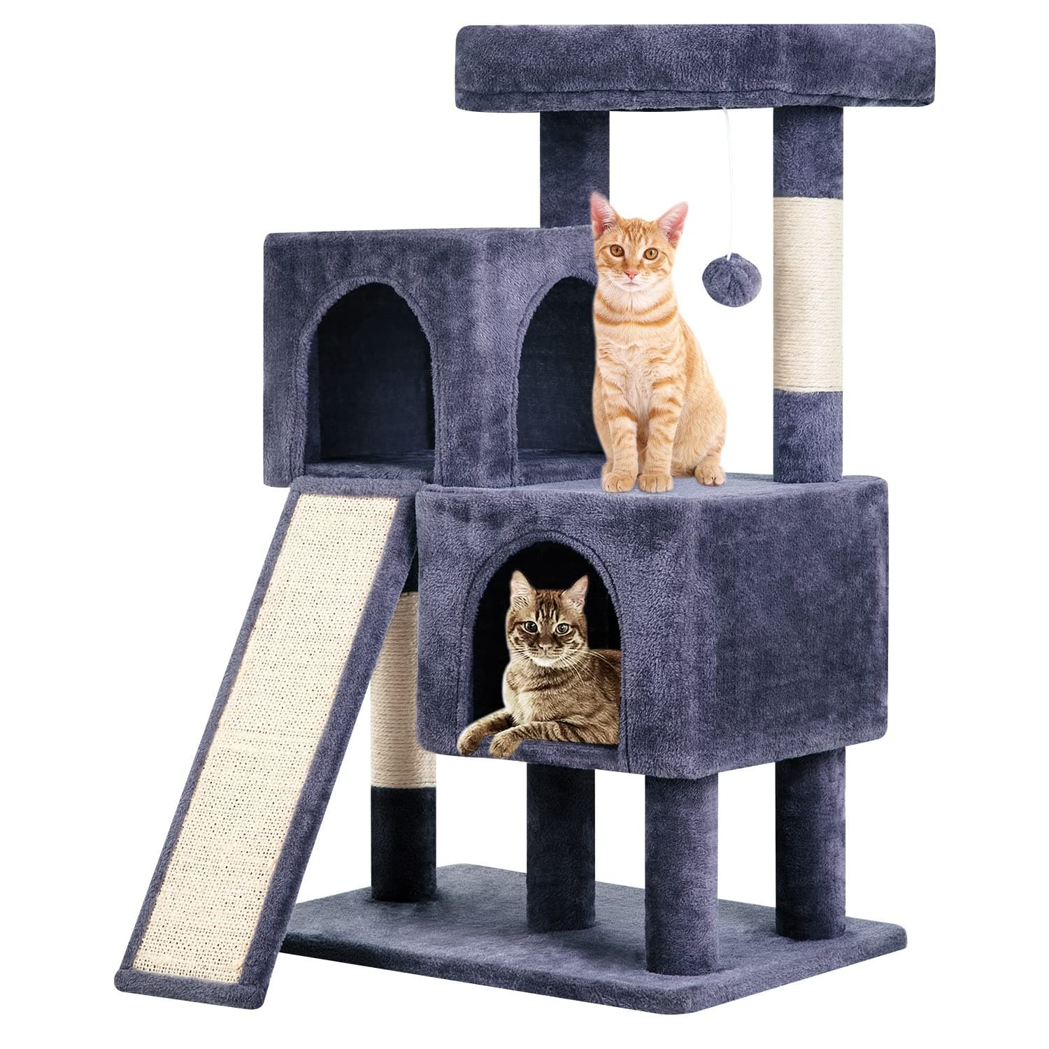 BestPet 36" Indoor Cat Tree with Scratching Posts & Toys, Dark Grey