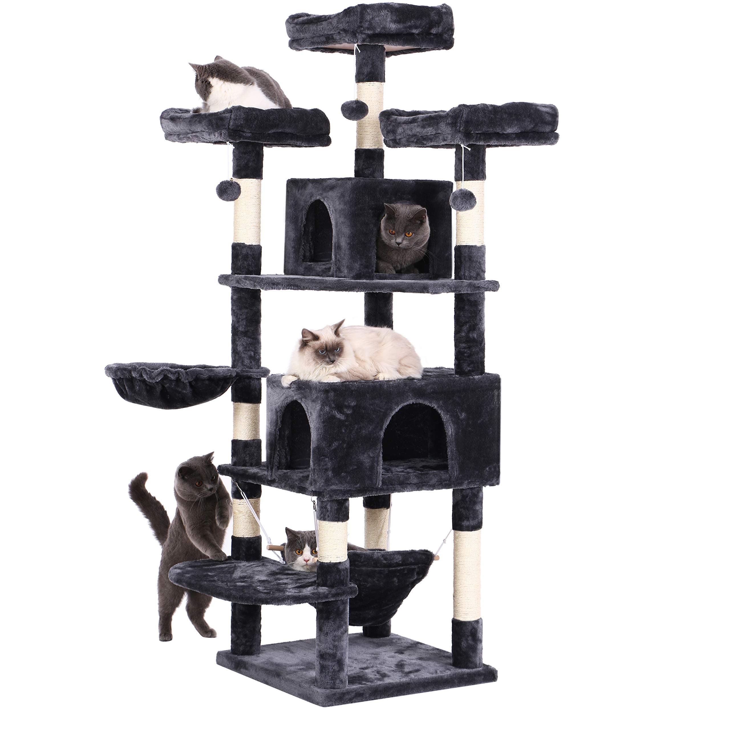 BEWISHOME Large Multi-Level Cat Tree with Plush Perches and Sisal Post MMJ14H