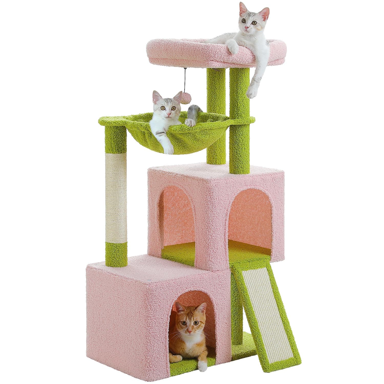 PAWZ Road Large Cat Tree, Multi-Level Pink Flower Tower for Indoor Cats
