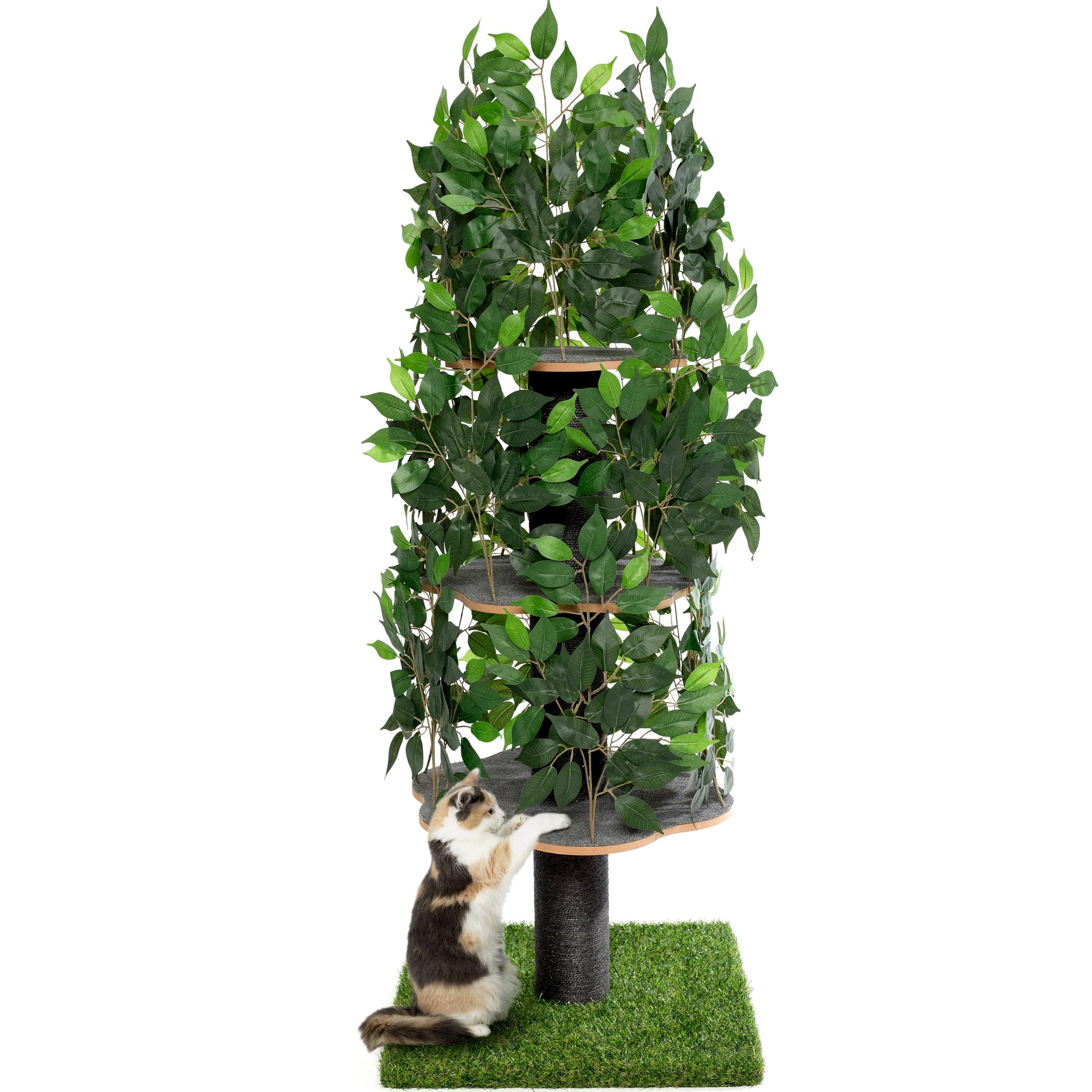Multilevel Cat Tree with Interchangeable Leaves - Climbing, Hiding, and Sleeping - Pet-Safe and Durable