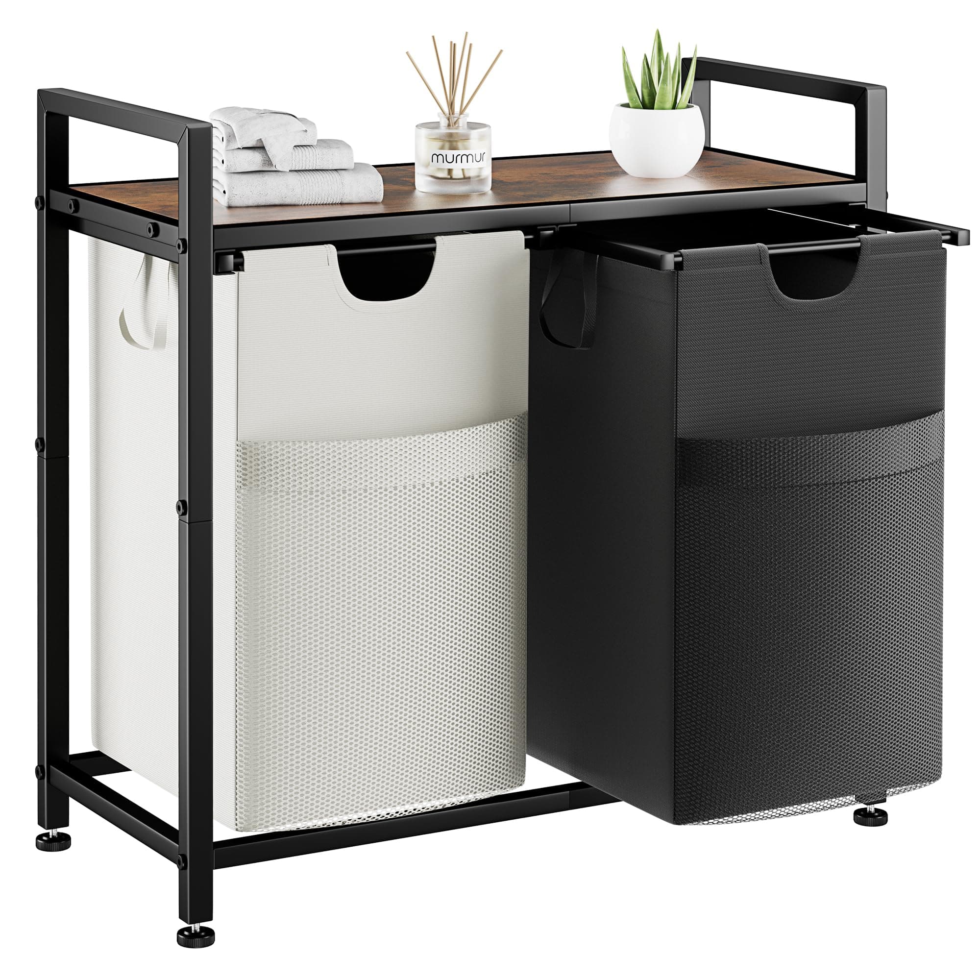 Lulive Double Laundry Hamper, 112L Sorter with Removable Bags & Handles