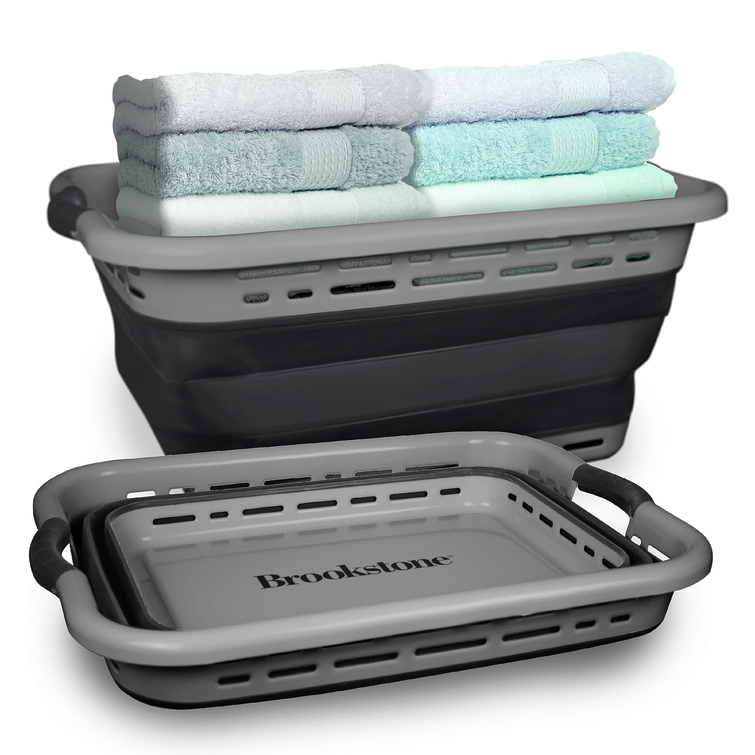 Brookstone 24" Collapsible 11 Gallon Hamper, Non-Slip Handles, BPA Free