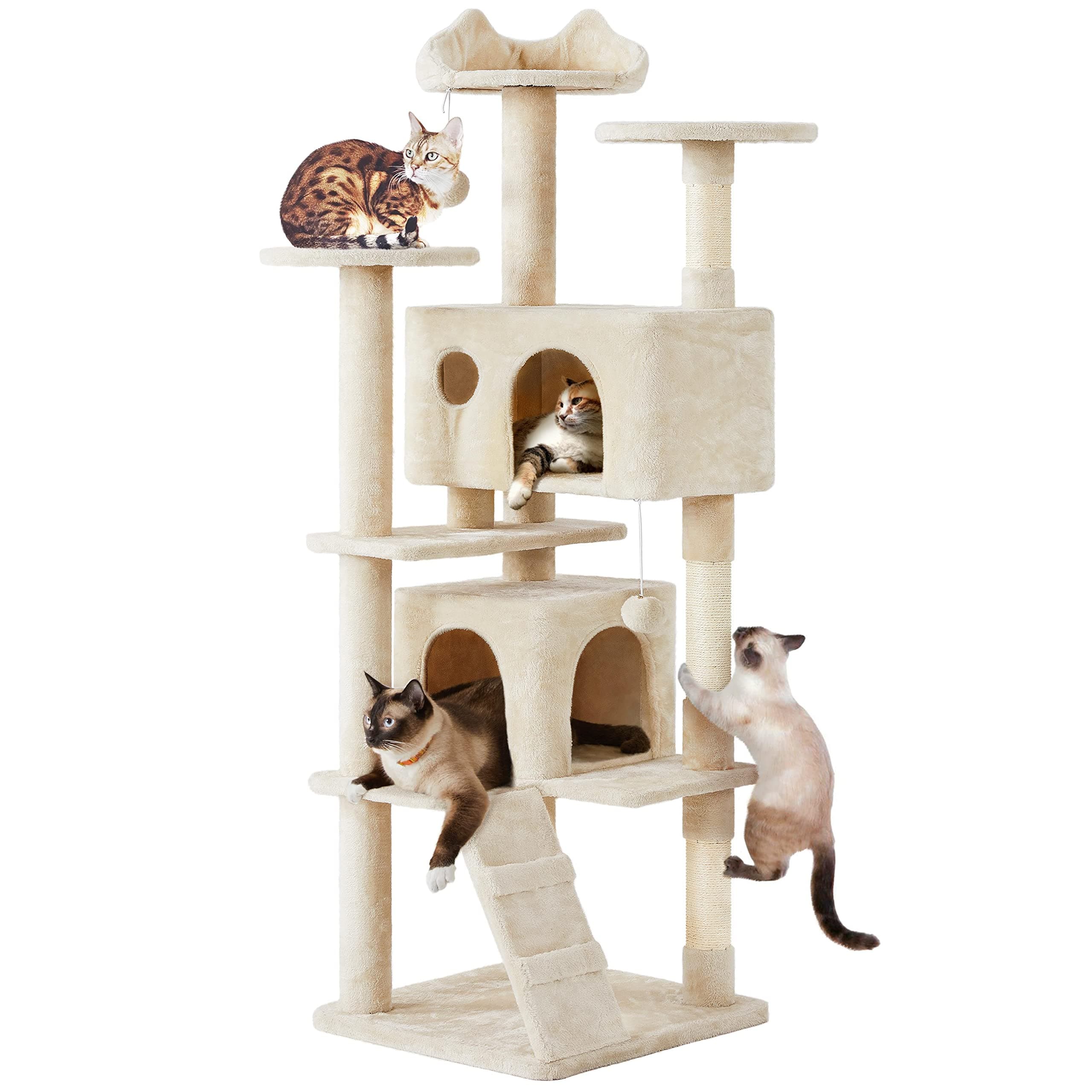 Yaheetech Beige Multi-Level Cat Tree with Condo & Scratching Posts