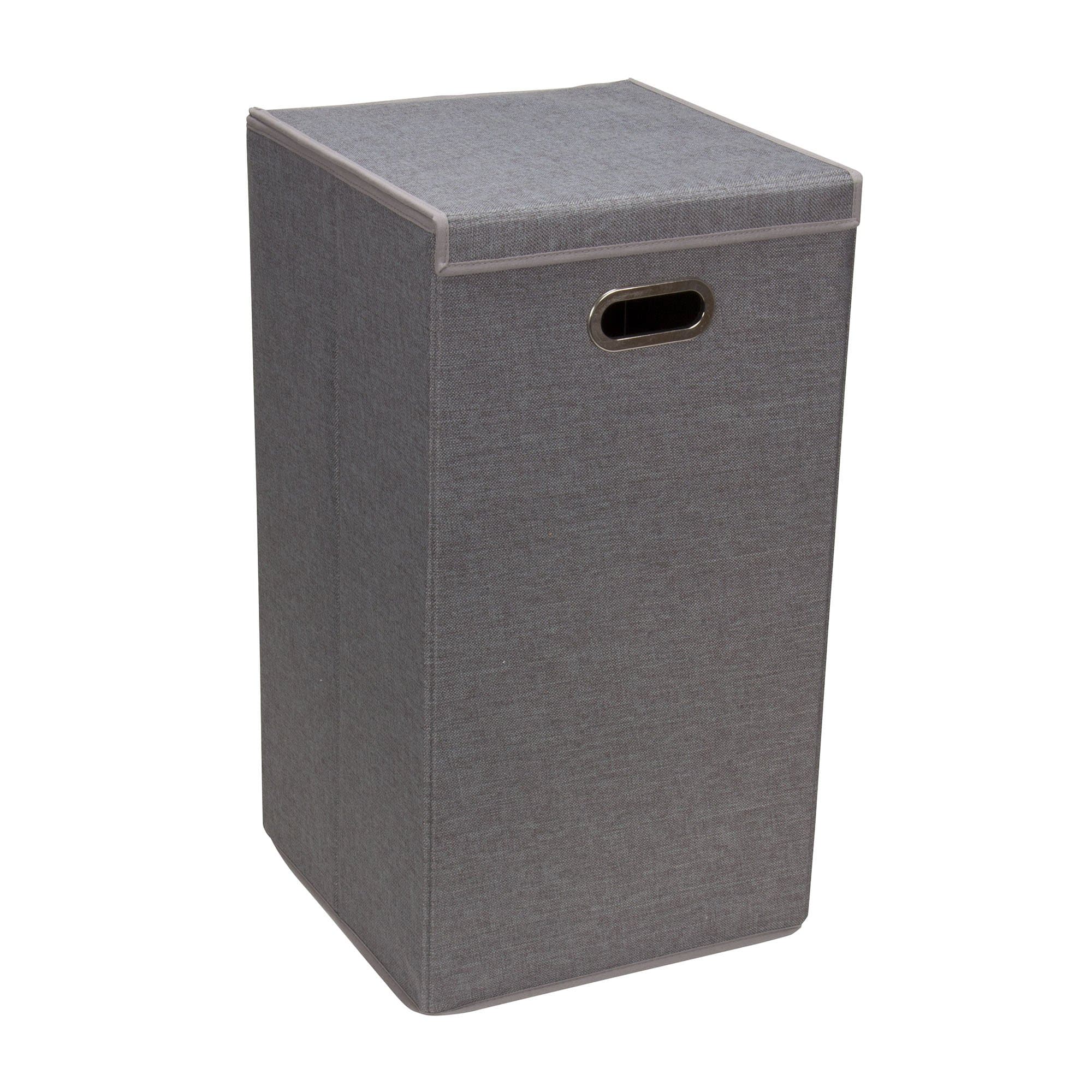Grey Collapsible Laundry Hamper with Magnetic Lid - Household Essentials