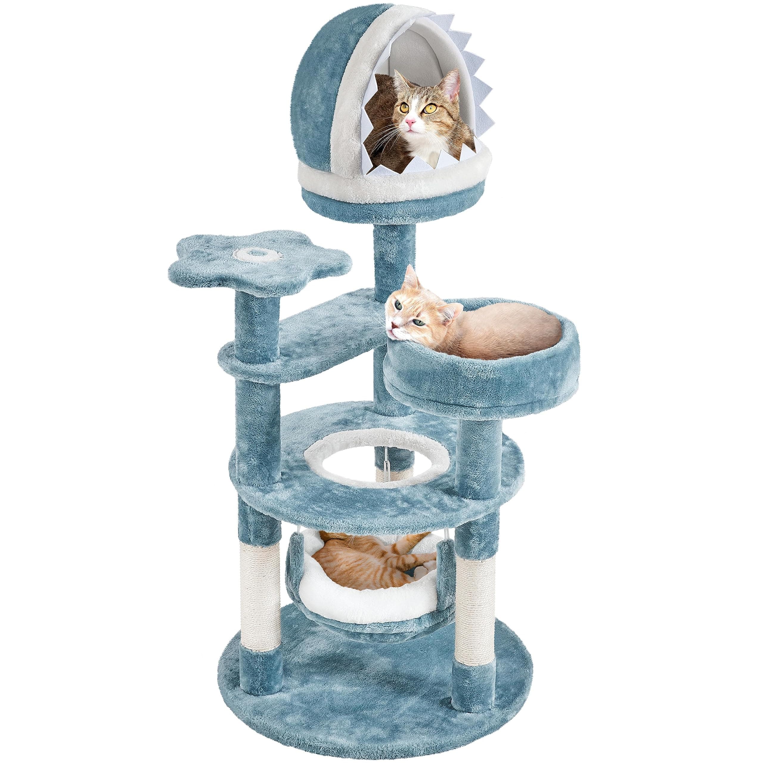 Yaheetech Ocean-Themed 45.5in Cat Tree with Shark Nest & Sea Star Perch