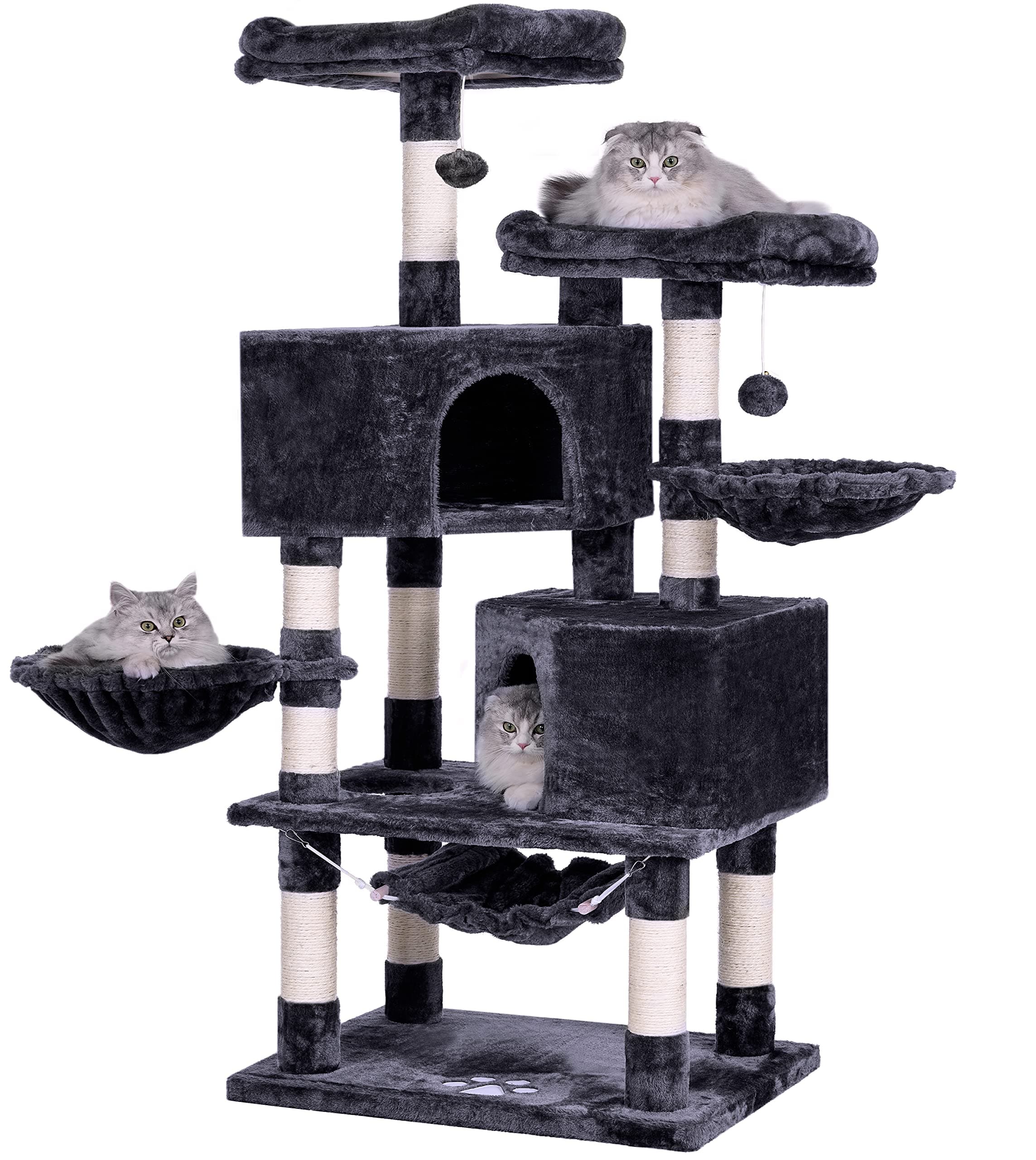 Bewishome Multi-Level Cat Tree Tower for Indoor Cats Grey MMJ05B
