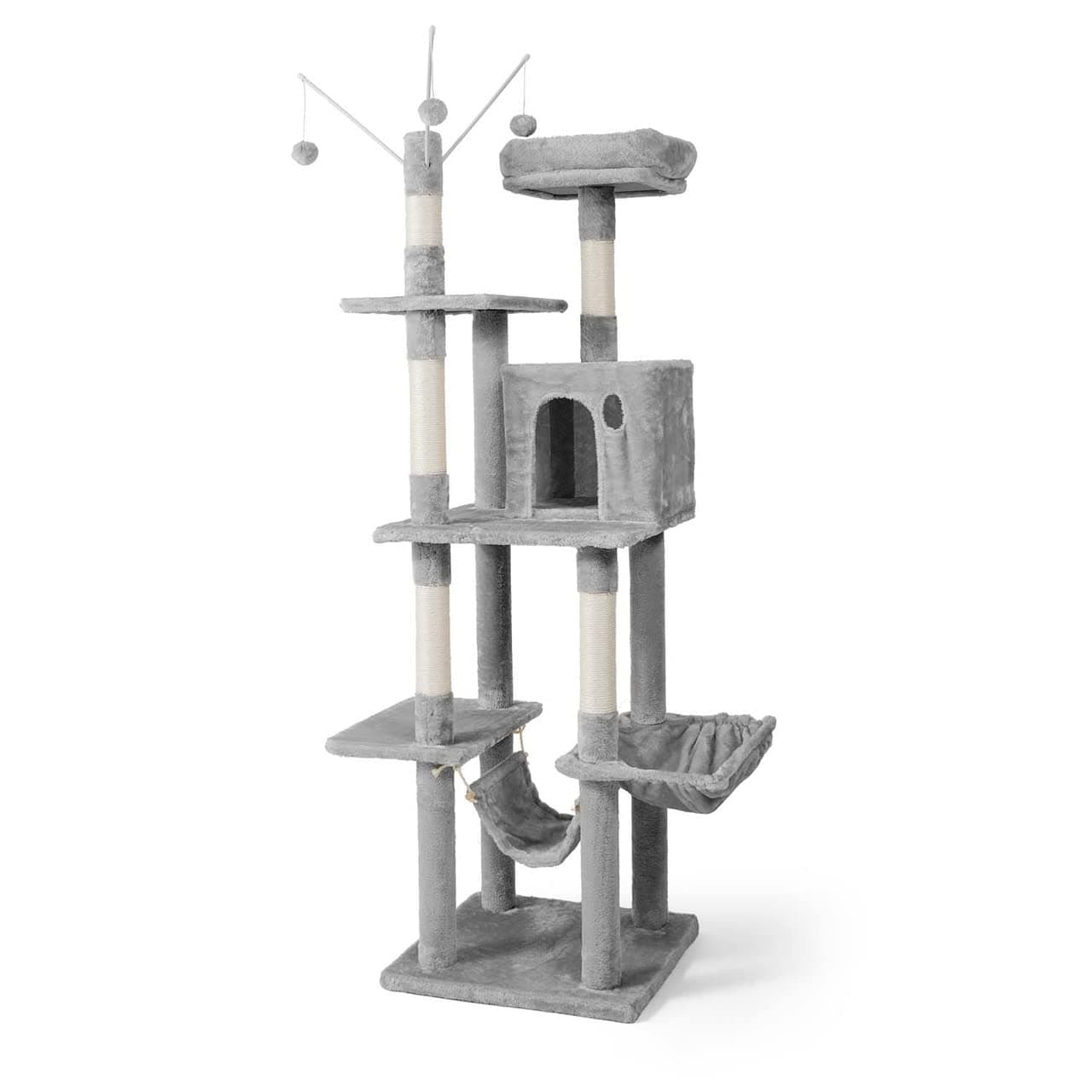 CAPHAUS 70-Inch Multi-Level Cat Tree with Hammock & Scratching Posts