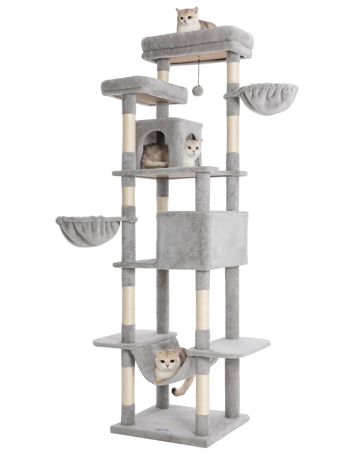 81-Inch Tall Cat Tree with Scratching Post & Multi-Level Condo for Indoor Cats