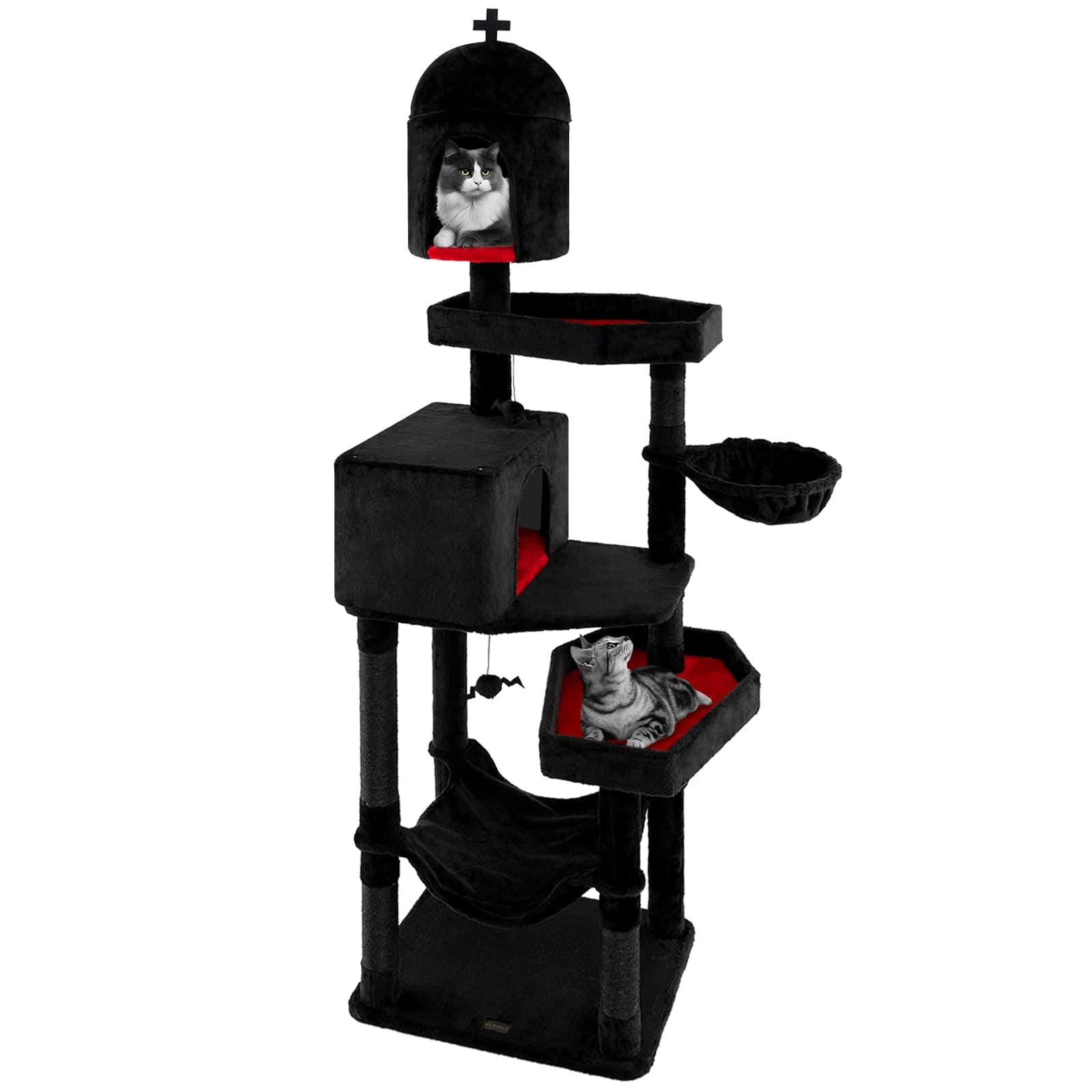 Gothic Cat Tree for Indoor Cats, 83 Tall, Multi-Level with Coffin Beds and More