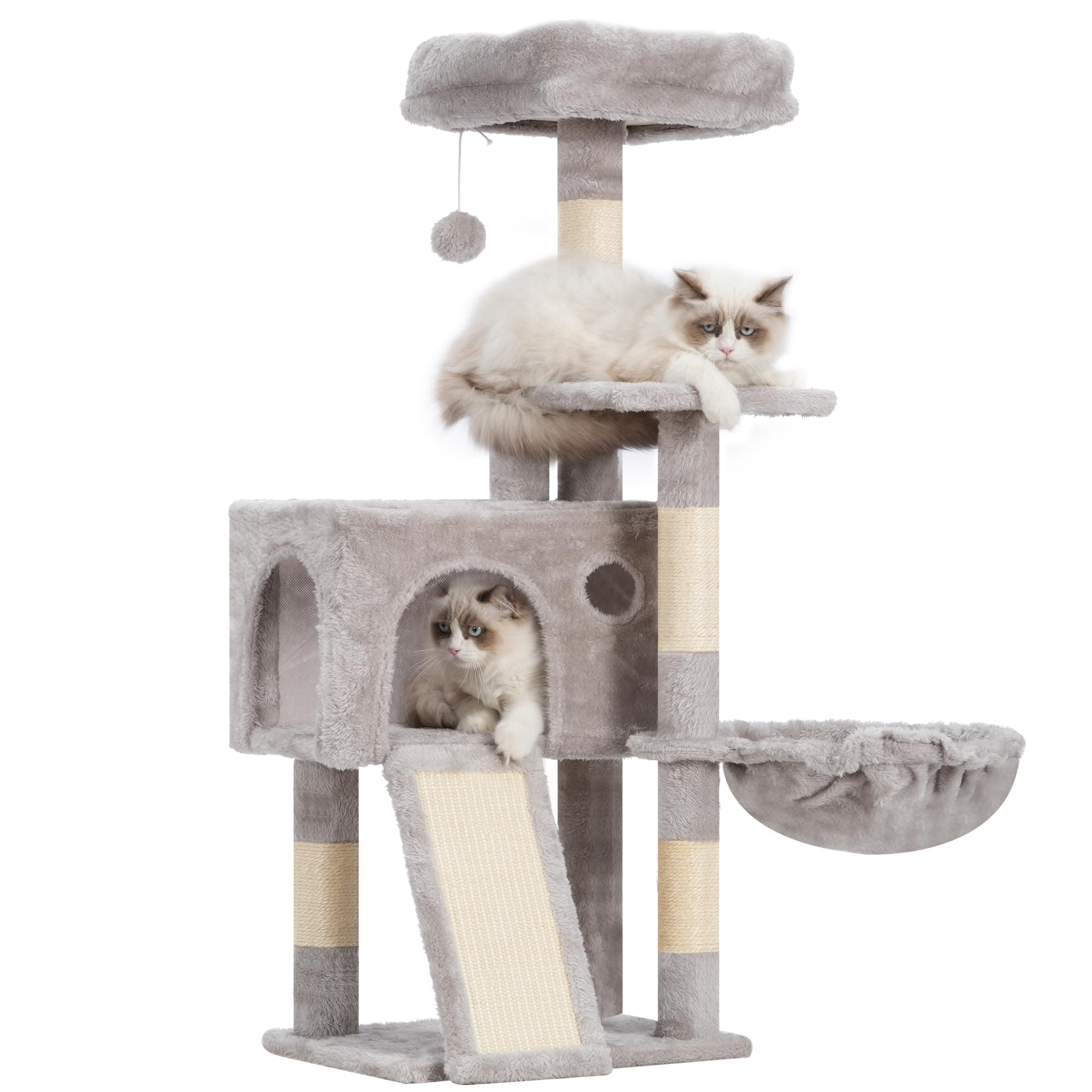 Light Gray Multi-Level Cat Tower GCT005SW with Scratching Board and Perches