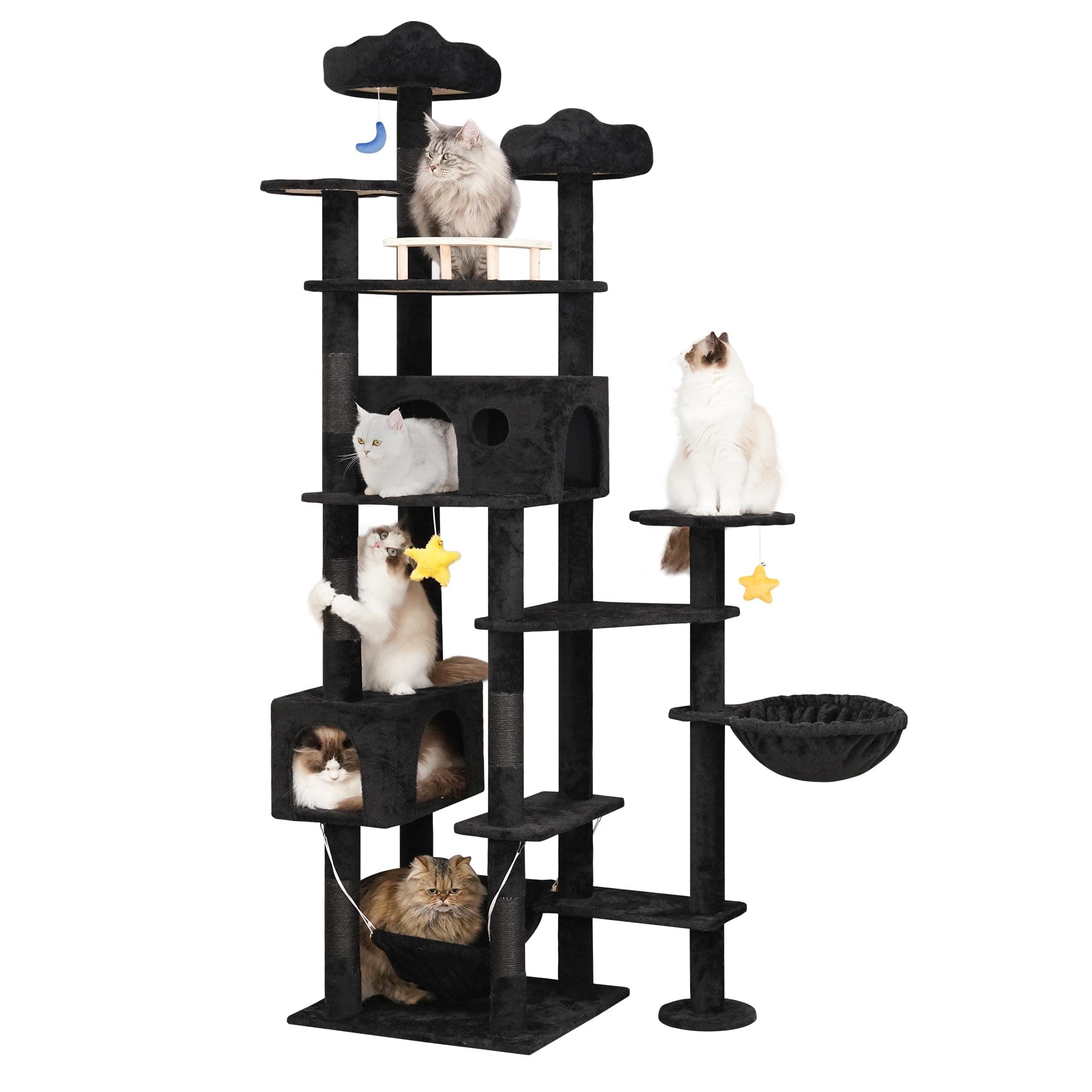 Large Multi-Level 85-inch Tall Cat Tree for Maine Coons with Scratching Post & Hammocks