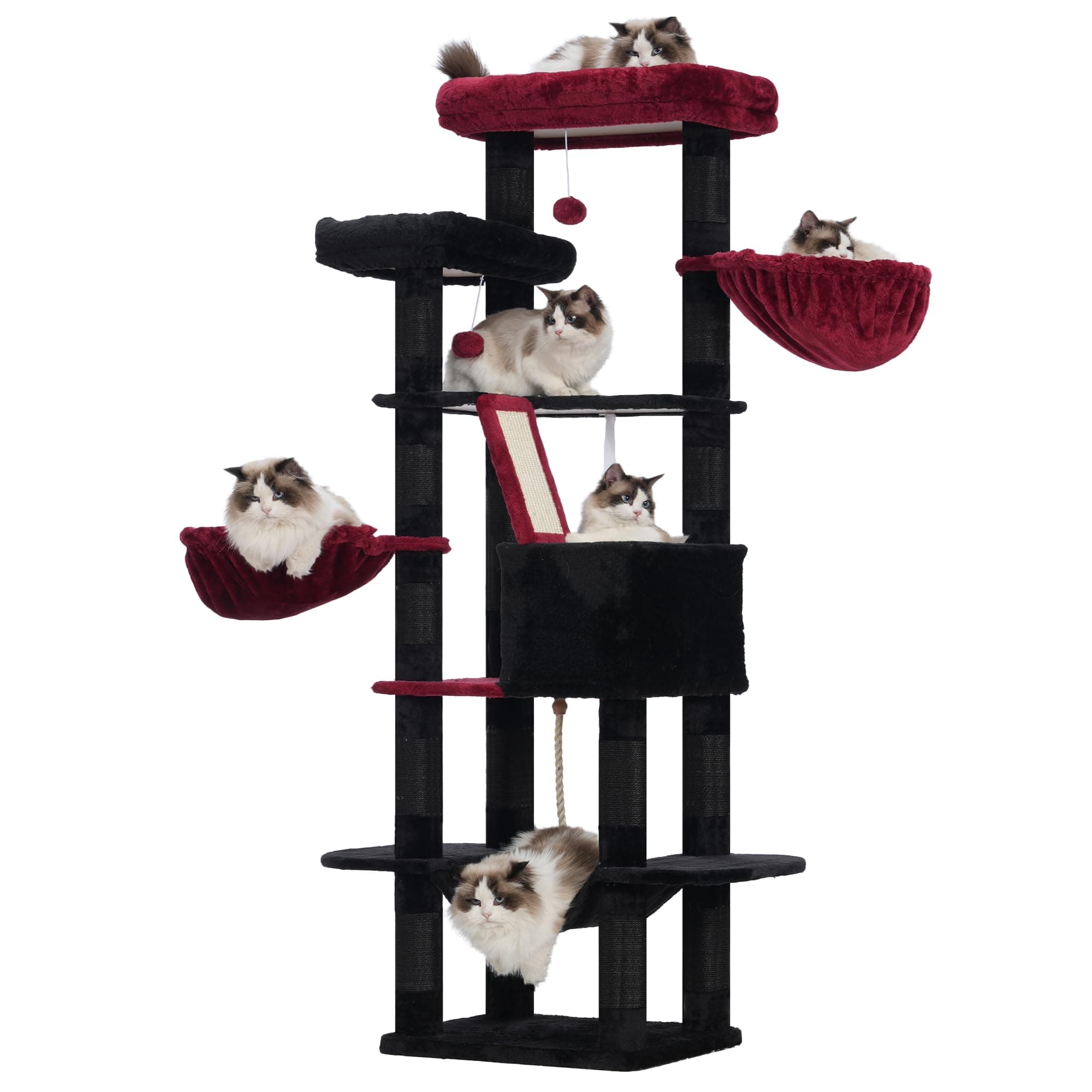 Halloween Cat Tower for Indoor Cats, 68 inch Multi-Level Gothic Cat Tree