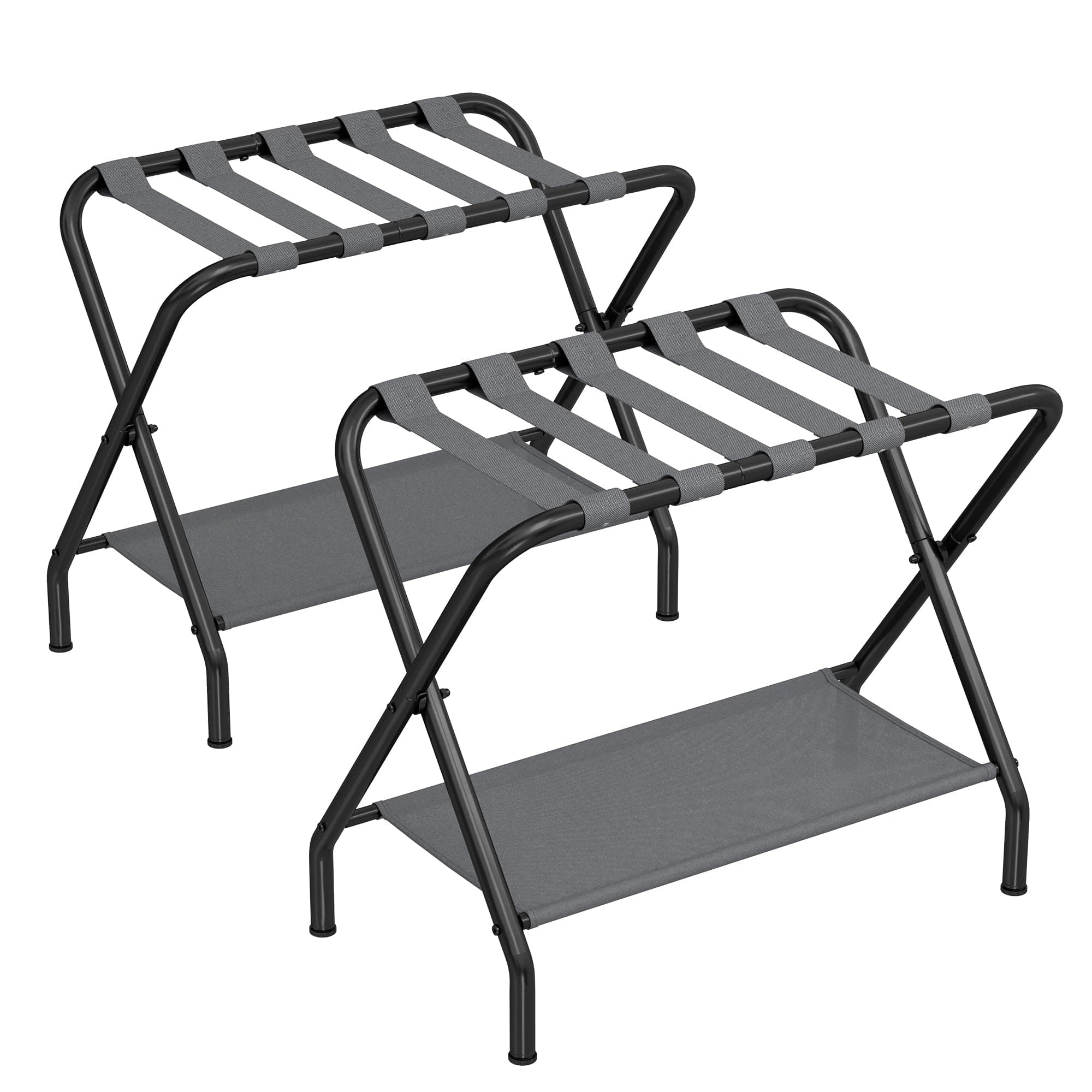 2-Pack Steel Luggage Rack with Fabric Shelf, Holds 110 lb