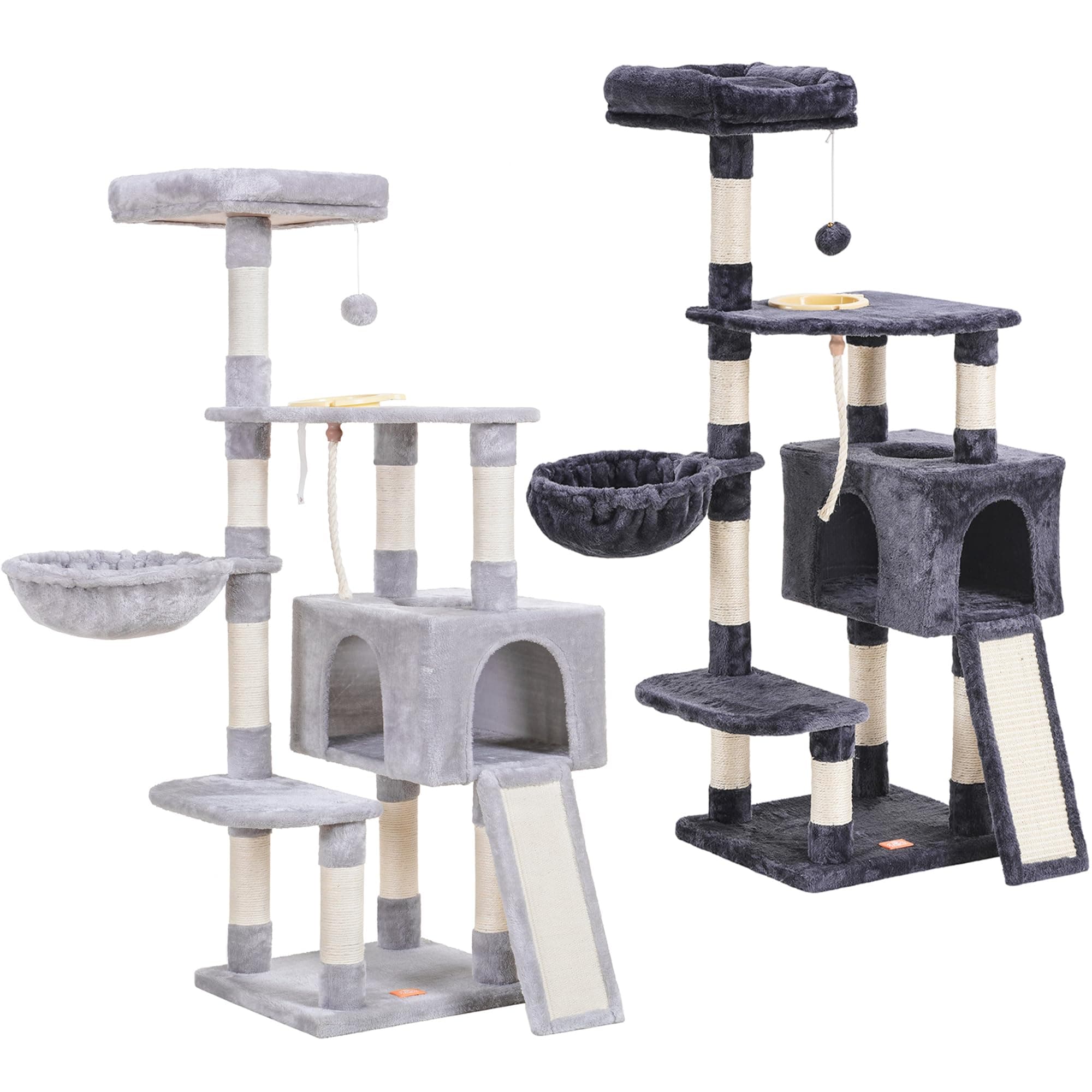Heybly Cat Tree Multi-Level Cat Furniture with Feeding Bowl and Scratching Board
