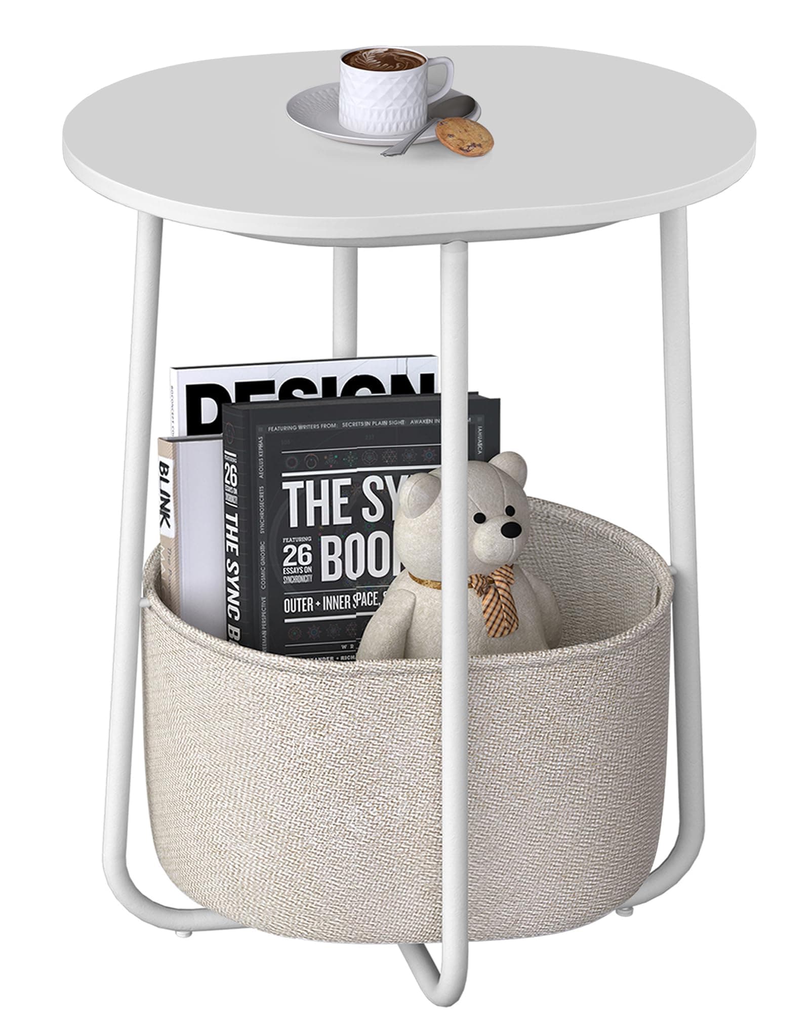 TUTOTAK White TB01BW063 Cloth Storage End Table - Living & Bed Room