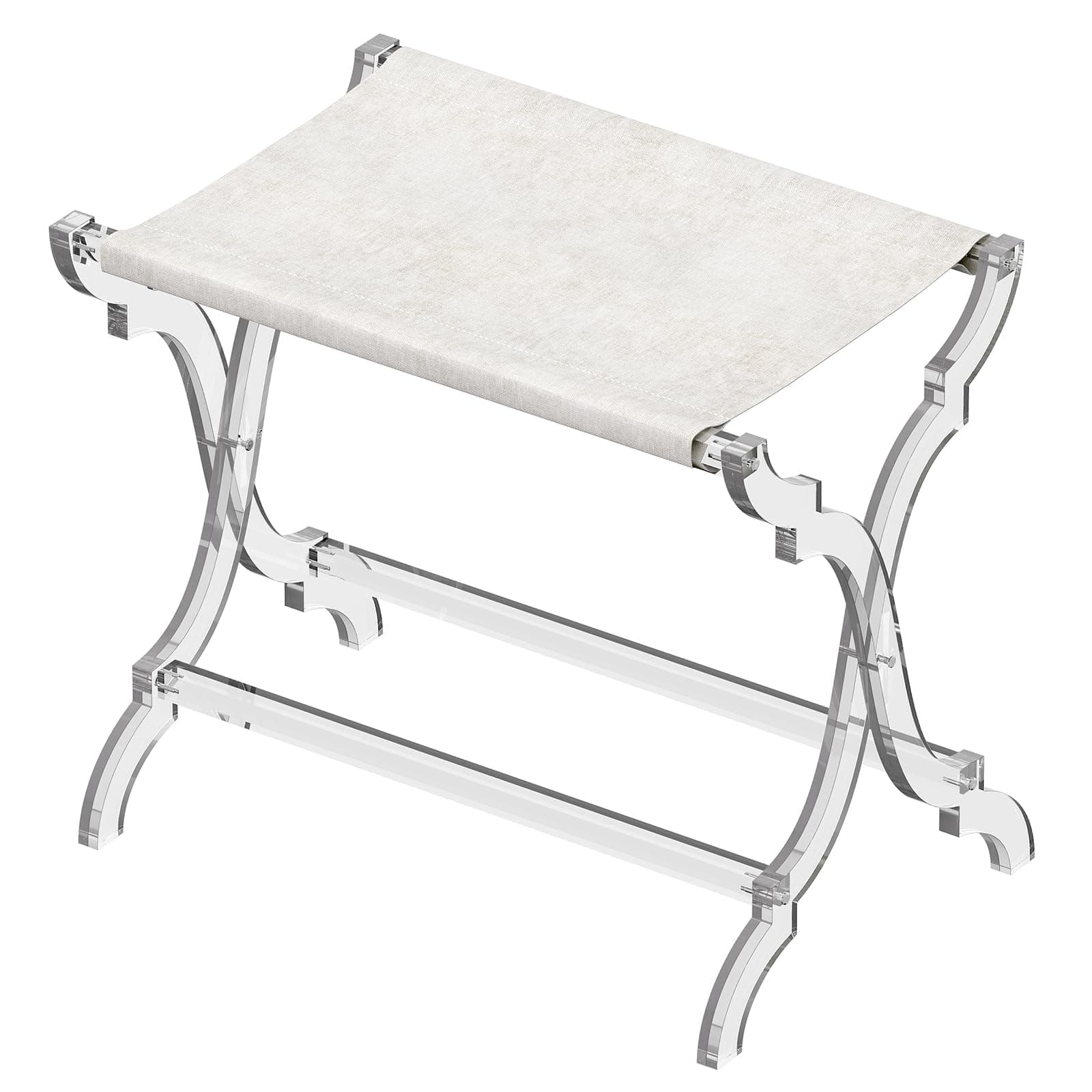 Byingo Acrylic Luggage Rack, Stylish Foldable Suitcase Stand with PET Shelf, Holds Up to 100 lb