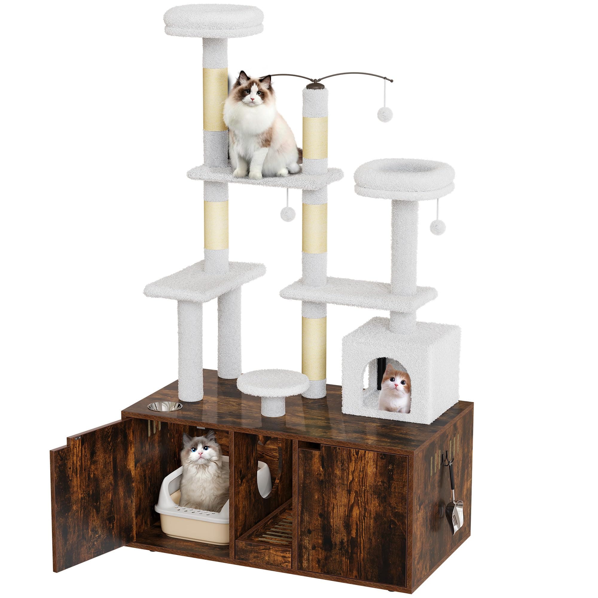 YITAHOME 71 Inch Cat Tree with Double Litter Box Enclosure and Cat Tower Condo for 2 Cats