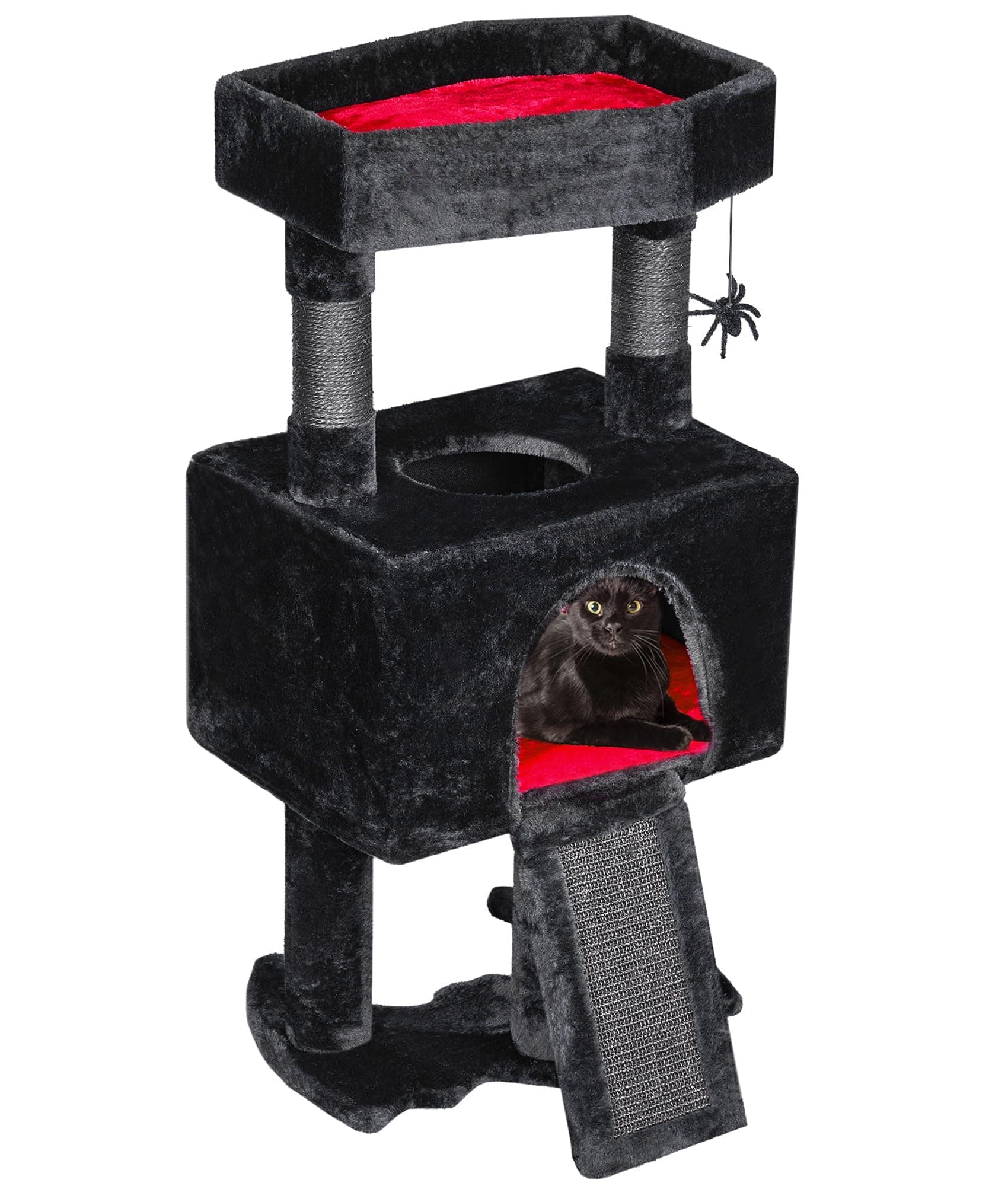 Gothic Cat Tree with Coffin Bed and Condo – Halloween-Inspired Pet Furniture